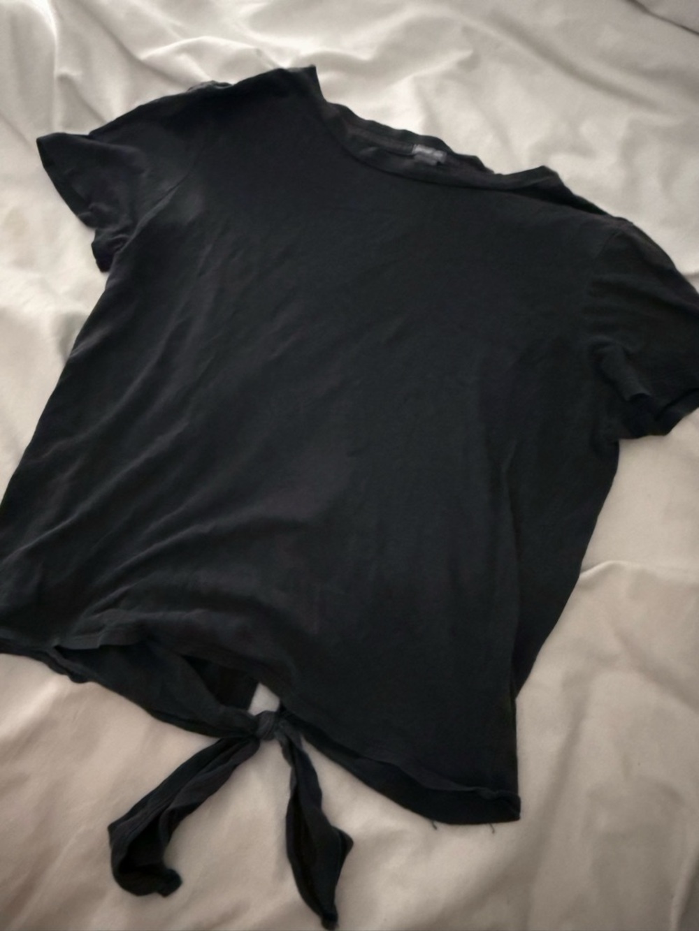 aerie Charcoal Short Sleeve Backless Tie-Hem Tee